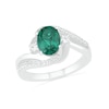 Thumbnail Image 3 of Oval Lab-Created Emerald and White Sapphire Side Accent Double Bypass Split Shank Bridal Set in Sterling Silver