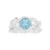 Thumbnail Image 2 of 7.0mm Aquamarine and 3/8 CT. T.W. Diamond Bypass Leaf Shank Bridal Set in 10K White Gold