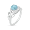 Thumbnail Image 5 of 7.0mm Aquamarine and 3/8 CT. T.W. Diamond Bypass Leaf Shank Bridal Set in 10K White Gold