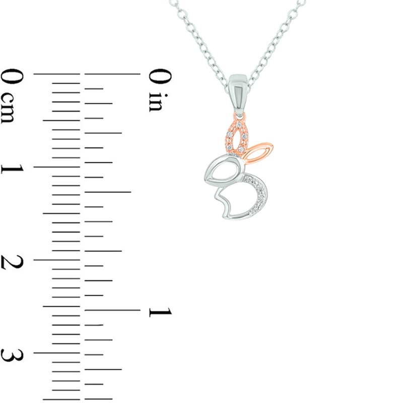 Main Image 2 of Diamond Accent Bunny Outline Pendant in Sterling Silver and 10K Rose Gold