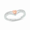 Thumbnail Image 1 of Diamond Accent Heart Chevron Ring in Sterling Silver and 10K Rose Gold