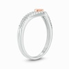 Thumbnail Image 2 of Diamond Accent Heart Chevron Ring in Sterling Silver and 10K Rose Gold