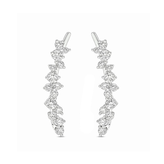 1/2 CT. T.w. Diamond Scattered Crawler Earrings in 10K White Gold
