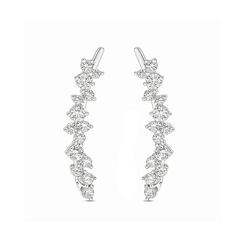 Main Image 1 of 1/2 CT. T.W. Diamond Scattered Crawler Earrings in 10K White Gold
