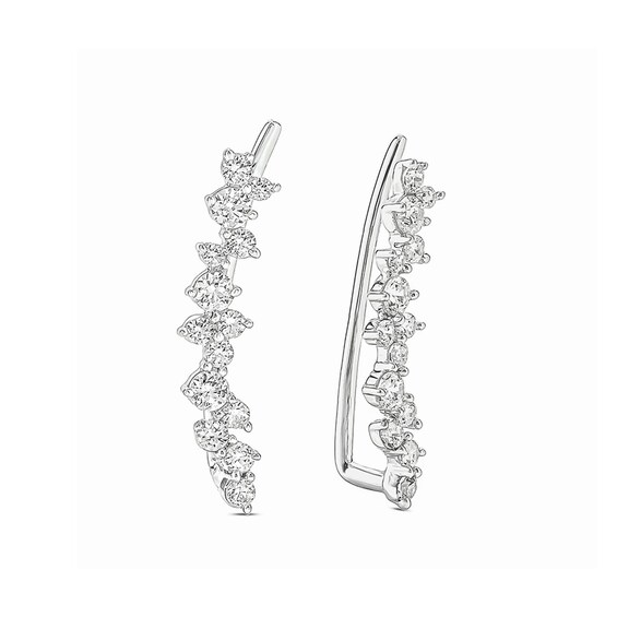 1/2 CT. T.w. Diamond Scattered Crawler Earrings in 10K White Gold