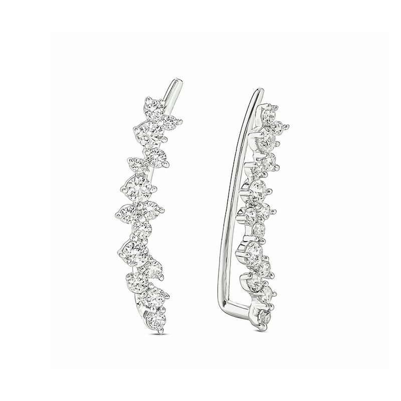 Main Image 2 of 1/2 CT. T.W. Diamond Scattered Crawler Earrings in 10K White Gold