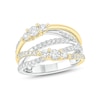 Thumbnail Image 1 of 1 CT. T.W. Diamond Multi-Row Crossover Split Shank Ring in 10K Two-Tone Gold