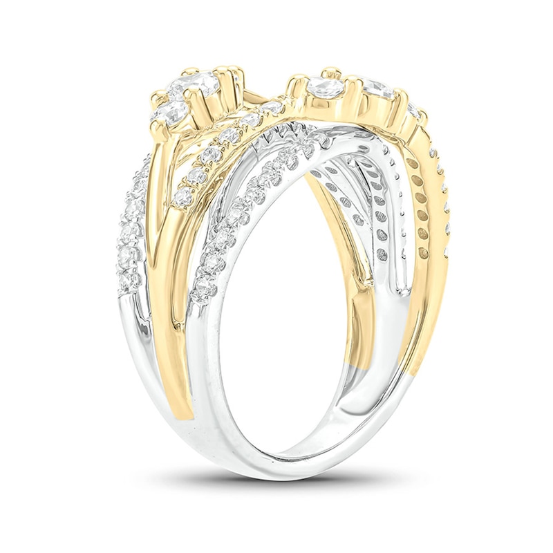 Main Image 2 of 1 CT. T.W. Diamond Multi-Row Crossover Split Shank Ring in 10K Two-Tone Gold