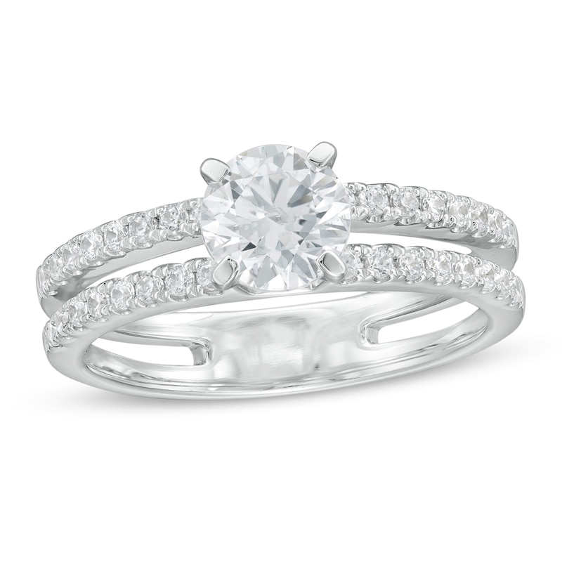 Main Image 1 of 1-1/4 CT. T.W. Diamond Split Shank Engagement Ring in 14K White Gold (I/I2)