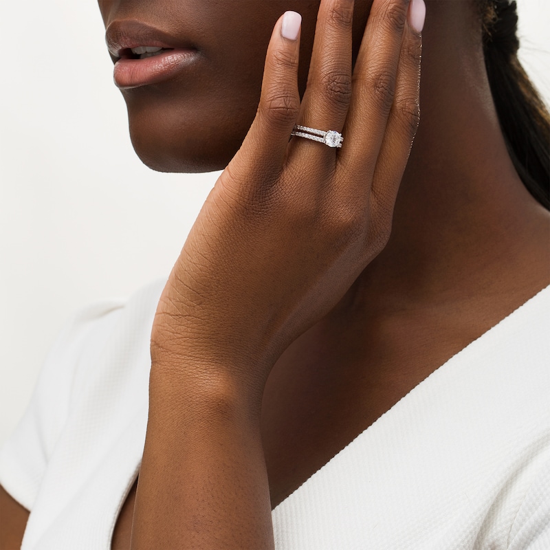 Main Image 2 of 1-1/4 CT. T.W. Diamond Split Shank Engagement Ring in 14K White Gold (I/I2)