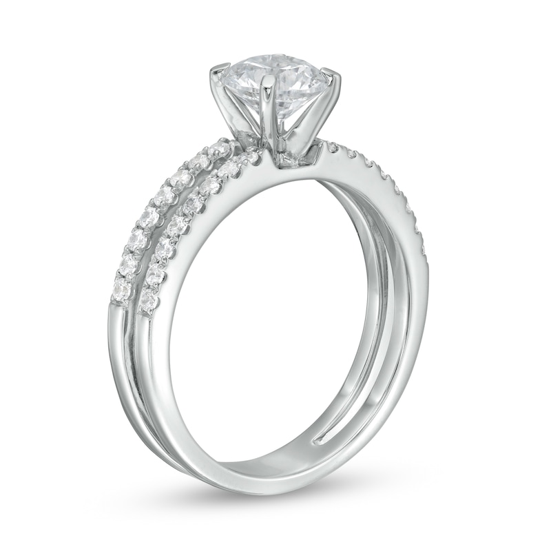 Main Image 3 of 1-1/4 CT. T.W. Diamond Split Shank Engagement Ring in 14K White Gold (I/I2)