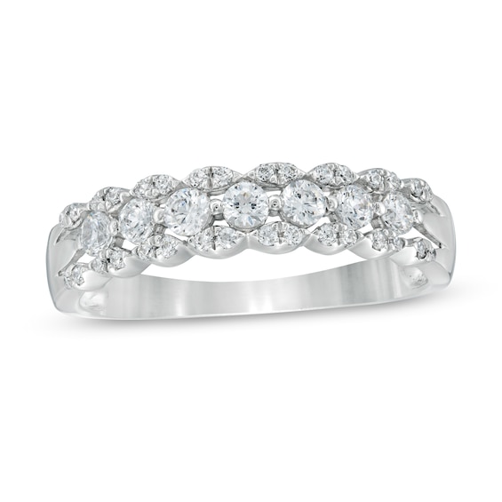 1/2 CT. T.w. Diamond Marquise Edge Ring in 10K White Gold