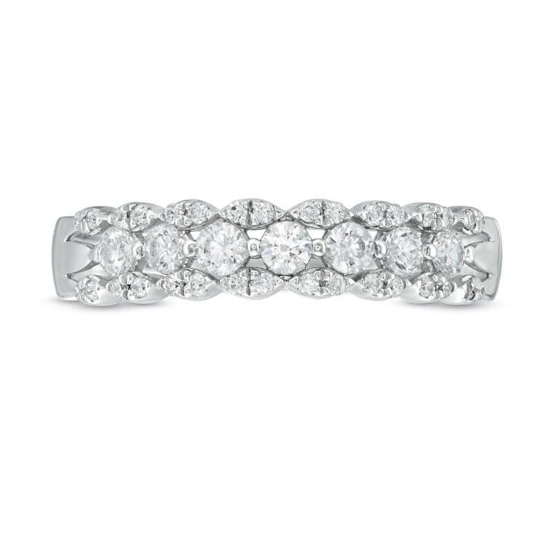 Main Image 4 of 1/2 CT. T.W. Diamond Marquise Edge Ring in 10K White Gold