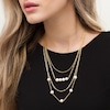 Thumbnail Image 2 of 8.0-9.0mm Freshwater Cultured Pearl Cable and Rolo Chain Multi-Strand Necklace in Sterling Silver with 18K Gold Plate