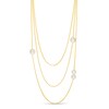 Thumbnail Image 1 of 9.0-12.0mm Freshwater Cultured Pearl Off-Set Orbit Triple Strand Necklace in Sterling Silver with 18K Gold Plate-26"
