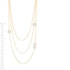Thumbnail Image 3 of 9.0-12.0mm Freshwater Cultured Pearl Off-Set Orbit Triple Strand Necklace in Sterling Silver with 18K Gold Plate-26"