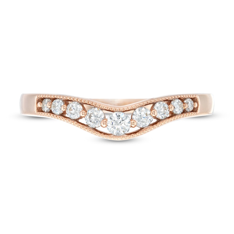 1/4 CT. T.W. Diamond Vintage-Style Contour Wedding Band in 10K Rose Gold