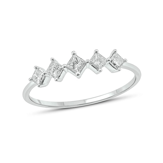 1/3 CT. T.w. Princess-Cut Tilted Five Stone Ring in 10K White Gold