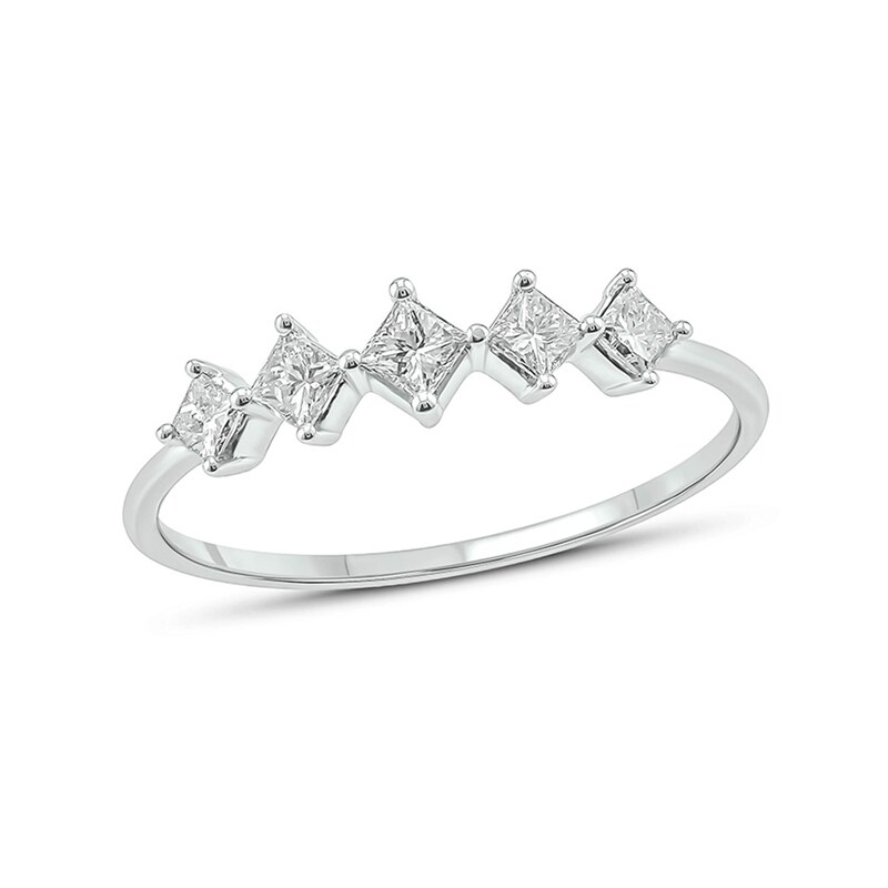 Main Image 1 of 1/3 CT. T.W. Princess-Cut Tilted Five Stone Ring in 10K White Gold