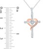 Thumbnail Image 2 of 1/20 CT. T.W. Diamond Heart Cross Pendant in Sterling Silver and 10K Rose Gold