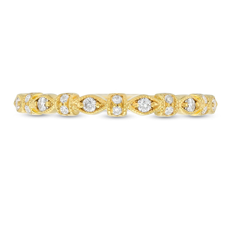 1/8 CT. T.W. Diamond Alternating Shapes Vintage-Style Stackable Band in 10K Gold