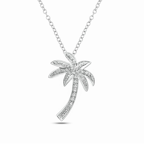 1/20 CT. T.w. Diamond Palm Tree Pendant in Sterling Silver