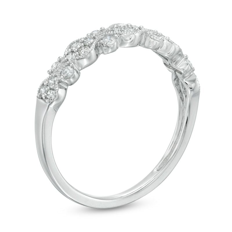 1/3 CT. T.W. Diamond Milgrain Stackable Band in 10K White Gold