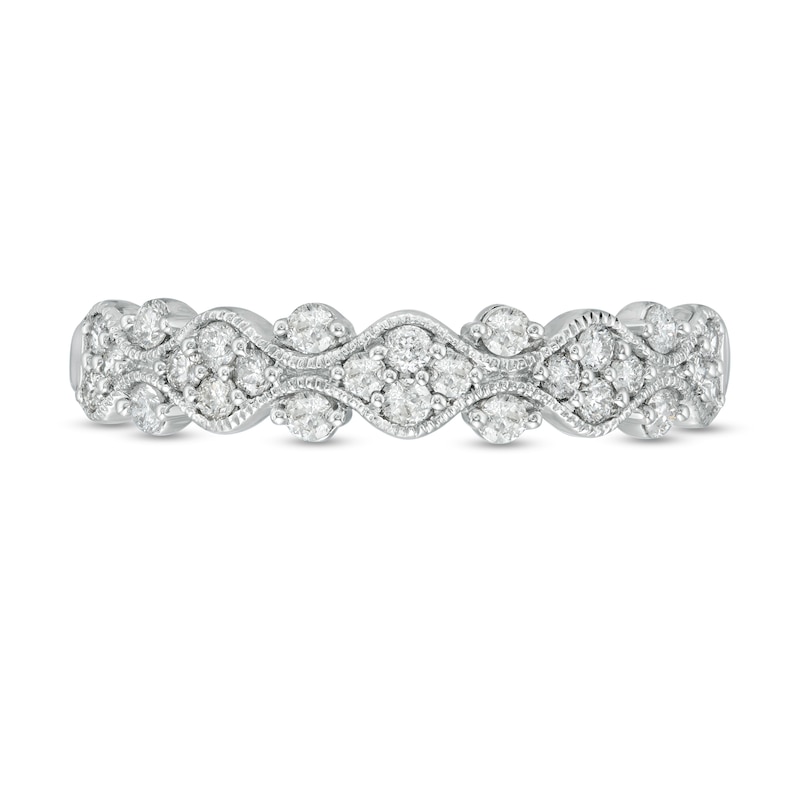 Main Image 4 of 1/3 CT. T.W. Diamond Milgrain Stackable Band in 10K White Gold