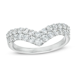 1 CT. T.W. Diamond Double Chevron Anniversary Band in 14K White Gold