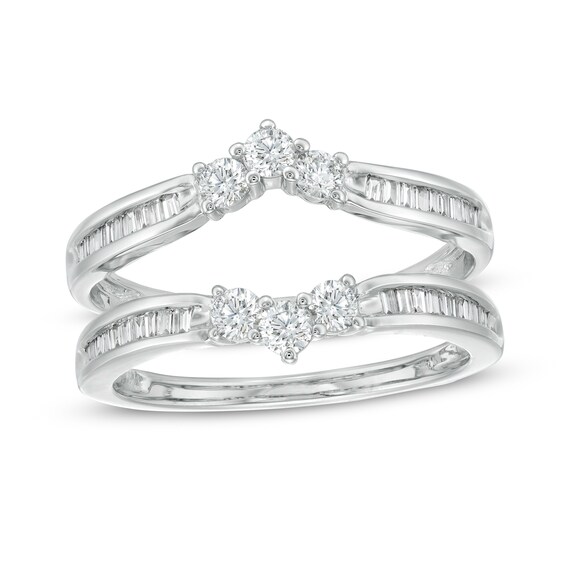 5/8 CT. T.w. Baguette and Round Diamond Enhancer in 14K White Gold