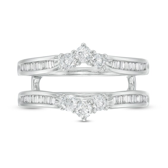 5/8 CT. T.w. Baguette and Round Diamond Enhancer in 14K White Gold