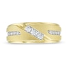 Thumbnail Image 3 of Men's 3/8 CT. T.W. Diamond Three Stone Slant Wedding Band in 10K Gold