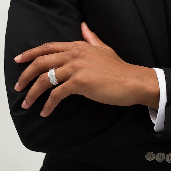 2 CT. T.w. Diamond Raised Double Row Anniversary Band in 10K White Gold