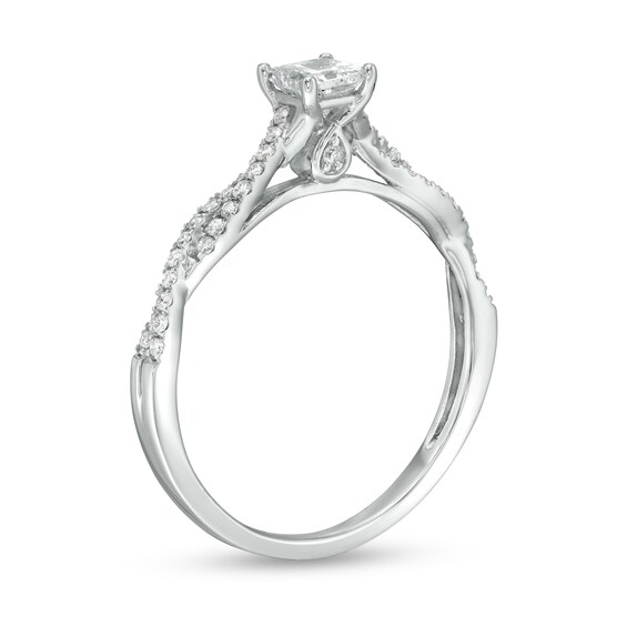 1/2 CT. T.w. Princess-Cut Diamond Twist Shank Engagement Ring in 14K White Gold (I/I2)