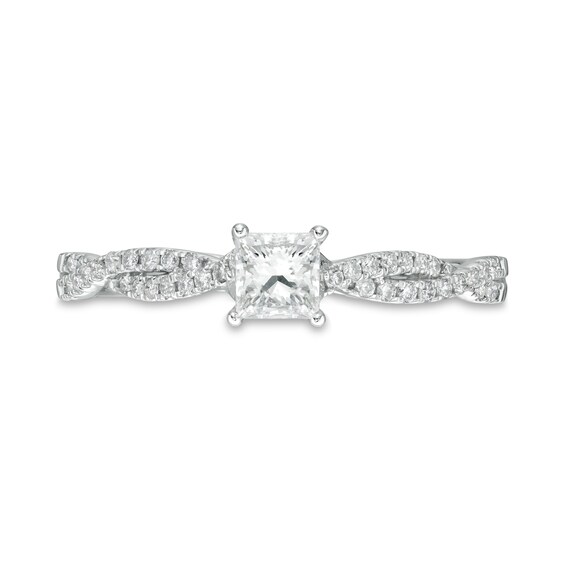 1/2 CT. T.w. Princess-Cut Diamond Twist Shank Engagement Ring in 14K White Gold (I/I2)