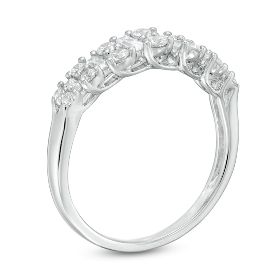 5/8 CT. T.w. Baguette and Round Diamond Band in 14K White Gold