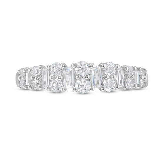 5/8 CT. T.w. Baguette and Round Diamond Band in 14K White Gold