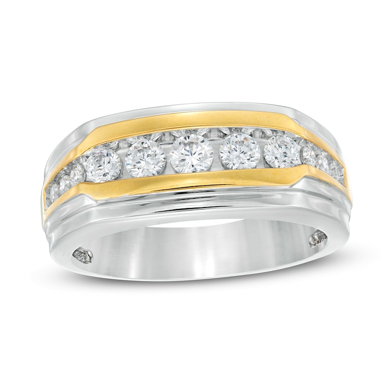Main Image 1 of 3/4 CT. T.W. Diamond Wedding Band in 10K Two-Tone Gold