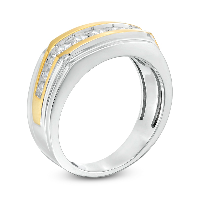 Main Image 3 of 3/4 CT. T.W. Diamond Wedding Band in 10K Two-Tone Gold