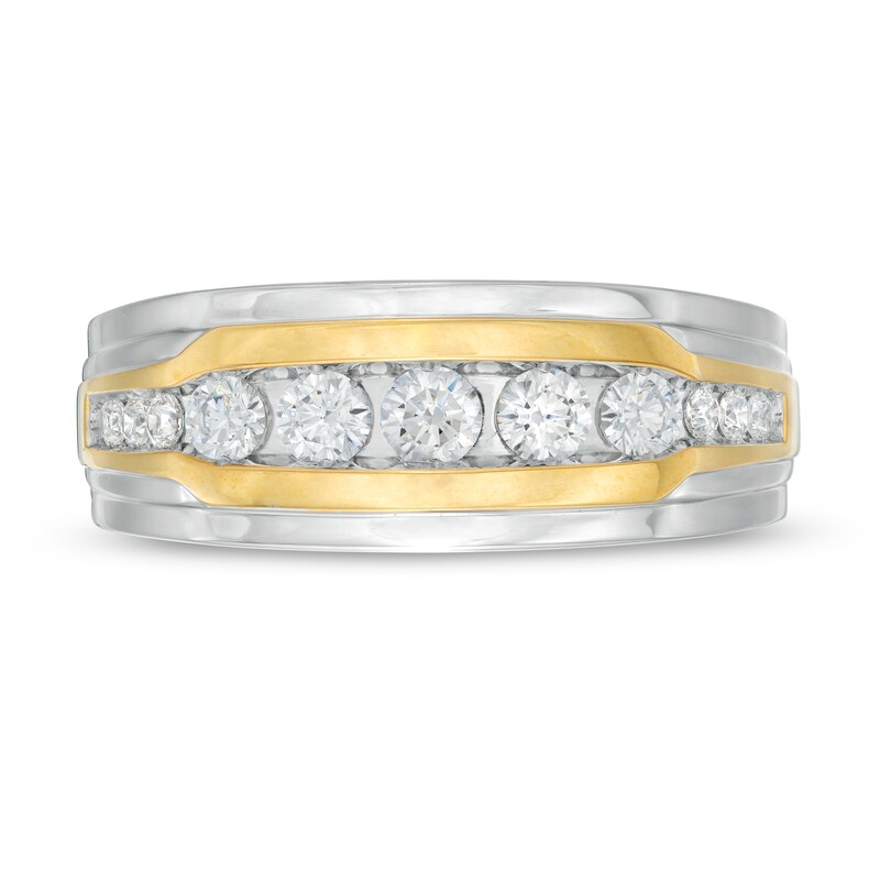 Main Image 4 of 3/4 CT. T.W. Diamond Wedding Band in 10K Two-Tone Gold