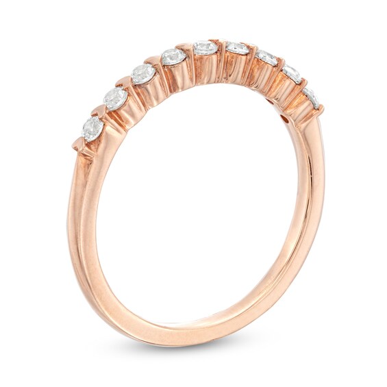 1/4 CT. T.w. Diamond and Alternating Sideways Hearts Stackable Band in 10K Rose Gold