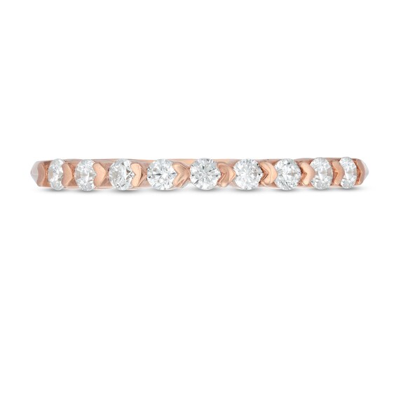 1/4 CT. T.w. Diamond and Alternating Sideways Hearts Stackable Band in 10K Rose Gold