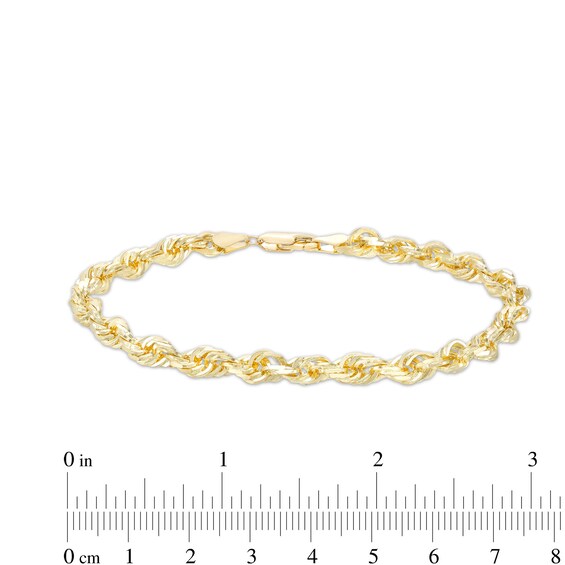 5.5mm Glitter Rope Chain Bracelet in Solid 14K Gold - 8.5"