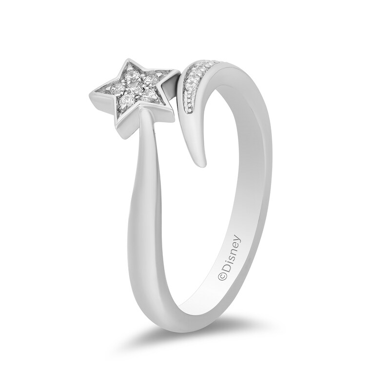 Enchanted Disney Tinker Bell 1/10 CT. T.W. Diamond Star Bypass Ring in Sterling Silver - Size 7