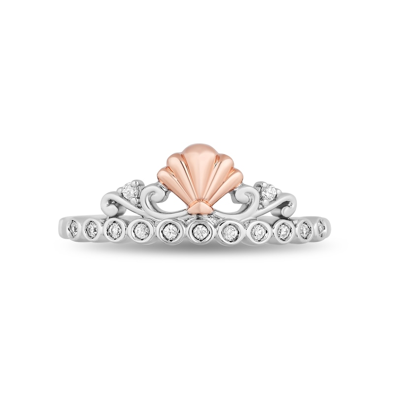 Enchanted Disney Ariel 1/10 CT. T.W. Diamond Crown Ring in Sterling Silver and 10K Rose Gold - Size 7