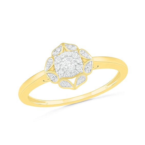 1/3 CT. T.w. Diamond Flower Frame Bridal Set in 10K Gold