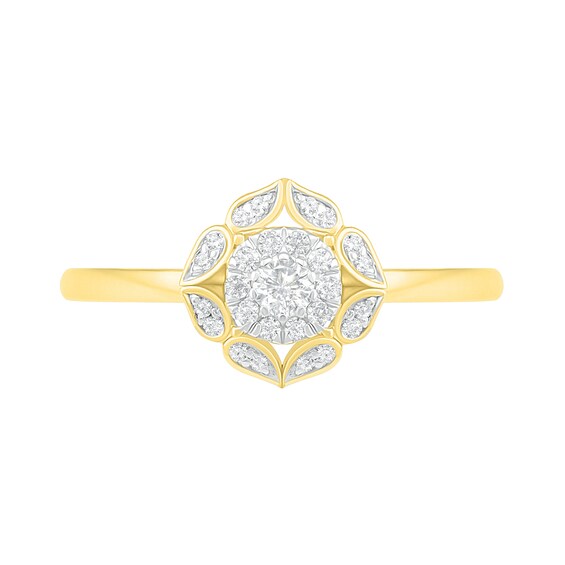 1/3 CT. T.w. Diamond Flower Frame Bridal Set in 10K Gold