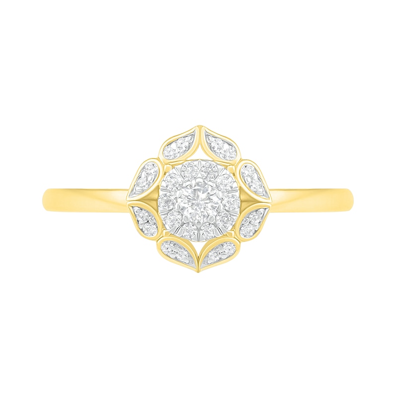 Main Image 5 of 1/3 CT. T.W. Diamond Flower Frame Bridal Set in 10K Gold