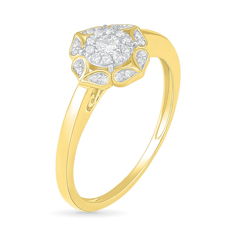 Main Image 6 of 1/3 CT. T.W. Diamond Flower Frame Bridal Set in 10K Gold