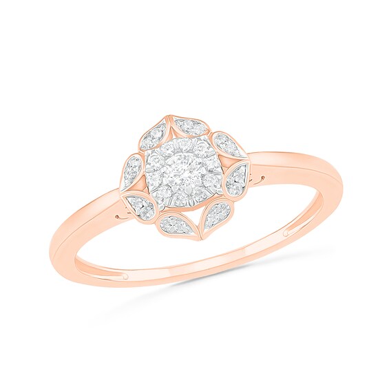 1/3 CT. TW. Diamond Flower Frame Bridal Set in 10K Rose Gold